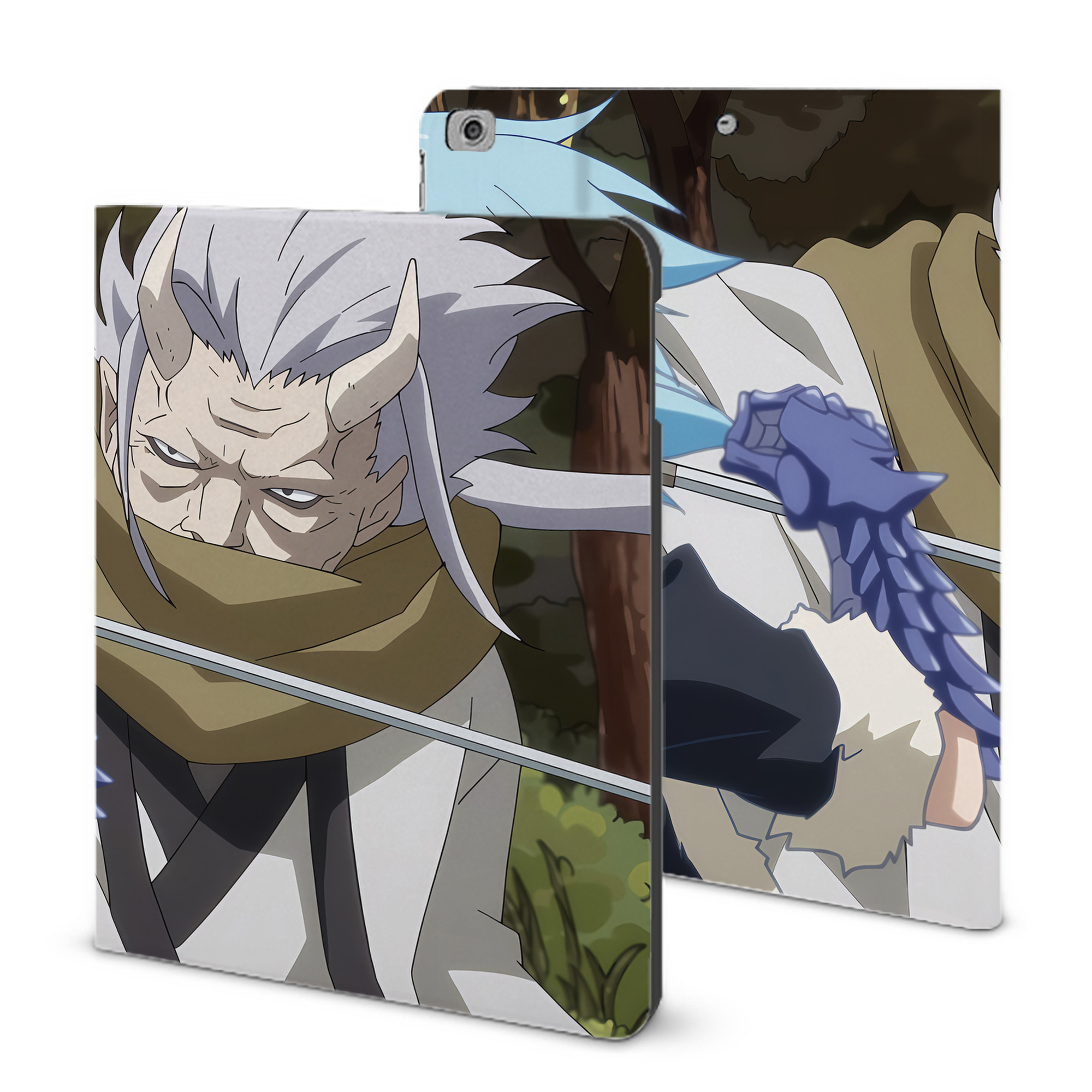 （画像用） 転スラ Regarding Reincarnated to Slime IPad ケース ブック型 PUレザー TPU 耐衝撃 軽量 薄型 ペン収納なし 全面保護 IPad 各モデル対応